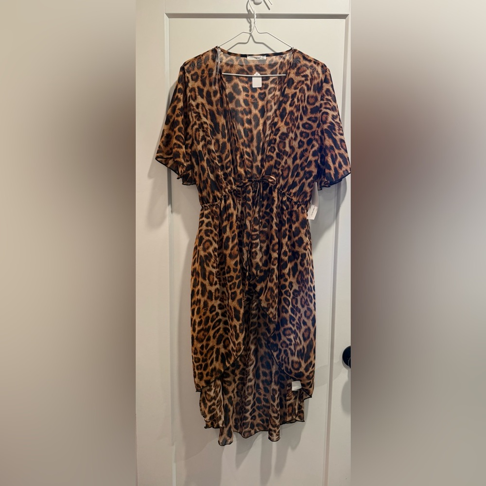 Timing Leopard-Print Coverup Dress - Size L